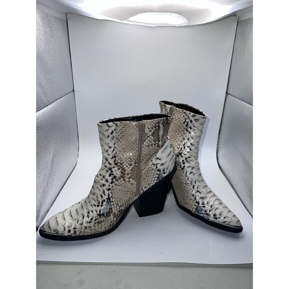 Report Jude Snakeskin Ankle Boots Womens 8.5 Chunky High Heel Booties Shoes - Picture 3 of 12